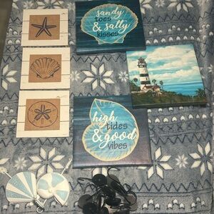 Ocean Breeze Bath Accessory Set - Blue and White